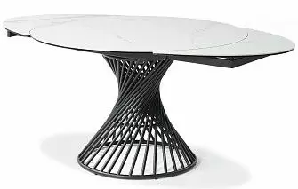 Стол раскладной Tornado 120-180, белая керамика/черный