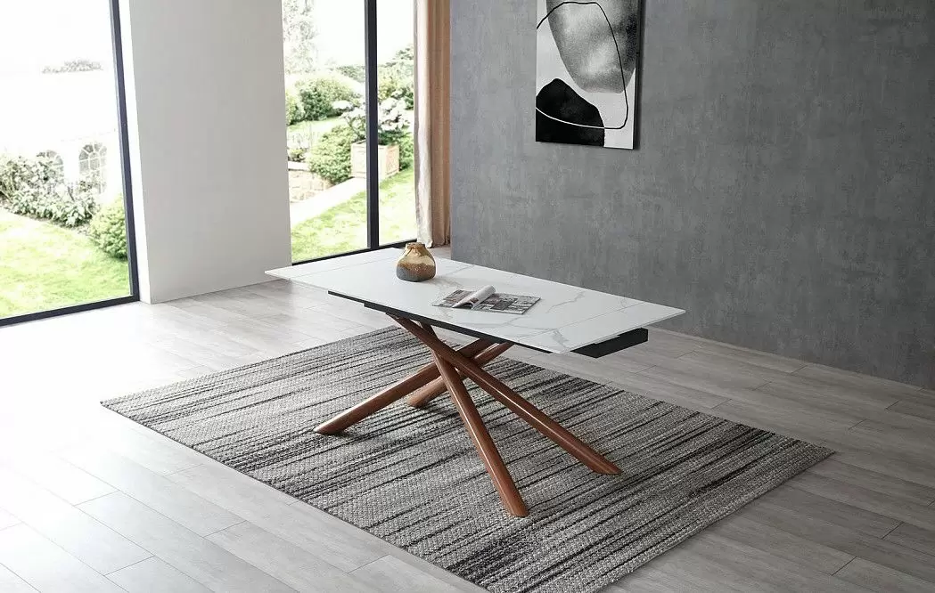 Стол раскладной Ravenna 140-180, белая керамика/орех - фото 5