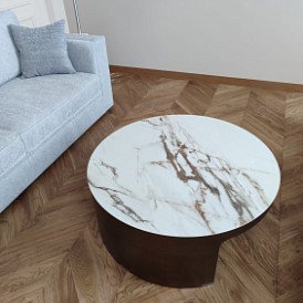 Стол журнальный Como (98), белая керамика/бронза