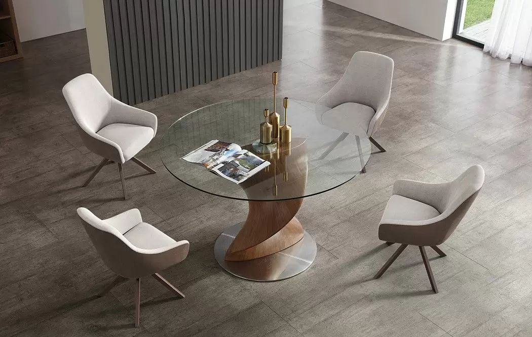 Стол Niagara 120, прозрачное стекло/орех - фото 4