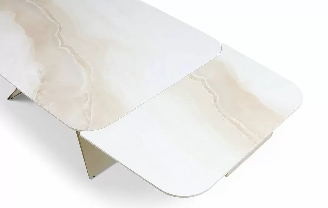 Стол раскладной Richard 180-270, бежевая керамика/шампань - фото 10