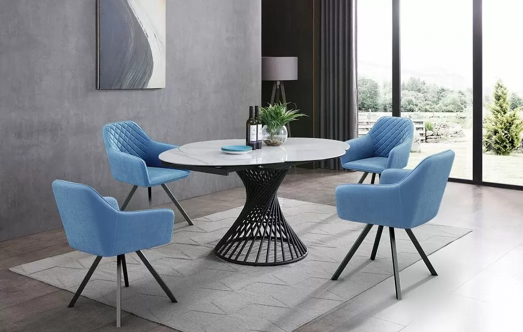 Стол раскладной Tornado 120-180, белая керамика/черный - фото 17