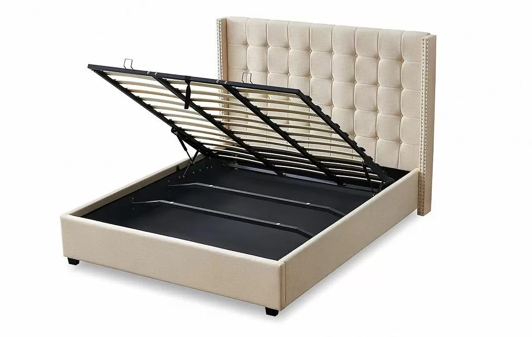 Кровать с подъемным механизмом Vivien 160x200, бежевый - фото 5