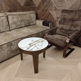 Стол журнальный Corfu (60), белая керамика/бронза