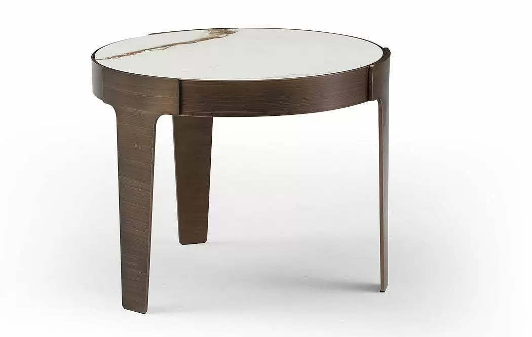 Стол журнальный Corfu (60), белая керамика/бронза - фото 6