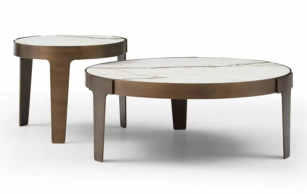 Стол журнальный Corfu (60), белая керамика/бронза - фото 10