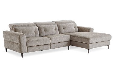 Диван-реклайнер Adeline угловой (правый), серо-бежевый