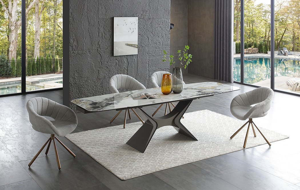 Стол раскладной Richard 160-240, светлая керамика/серый - фото 2