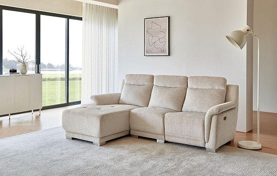 Диван-реклайнер Jonathan угловой (левый), бежевый