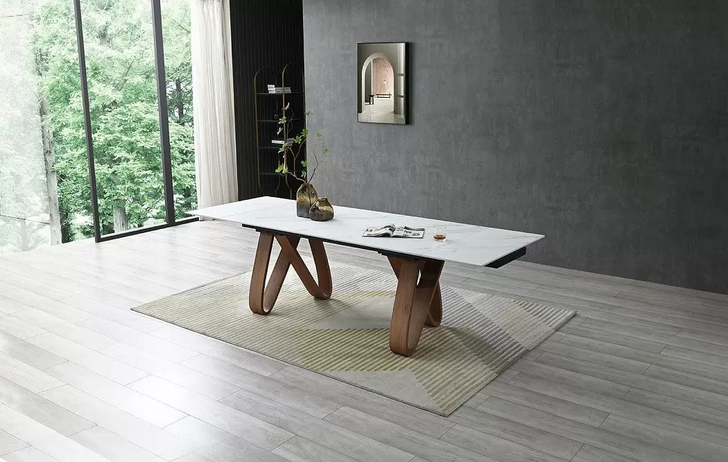 Стол раскладной Lido 180-260, белая керамика/орех - фото 4