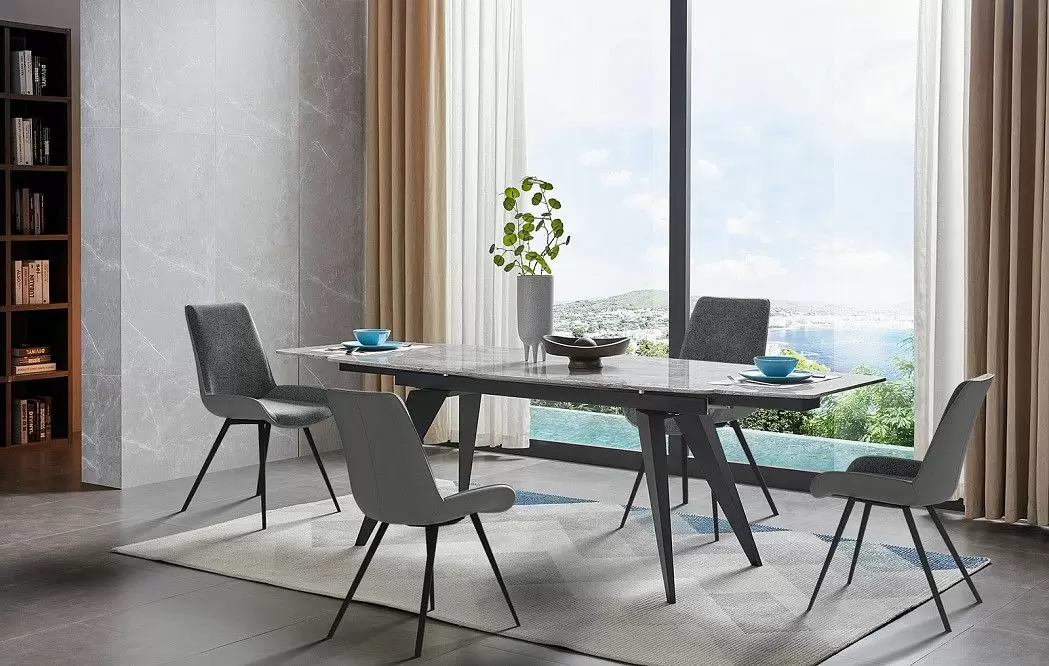 Стол раскладной Ramses 160-230, серый мрамор/черный - фото 2