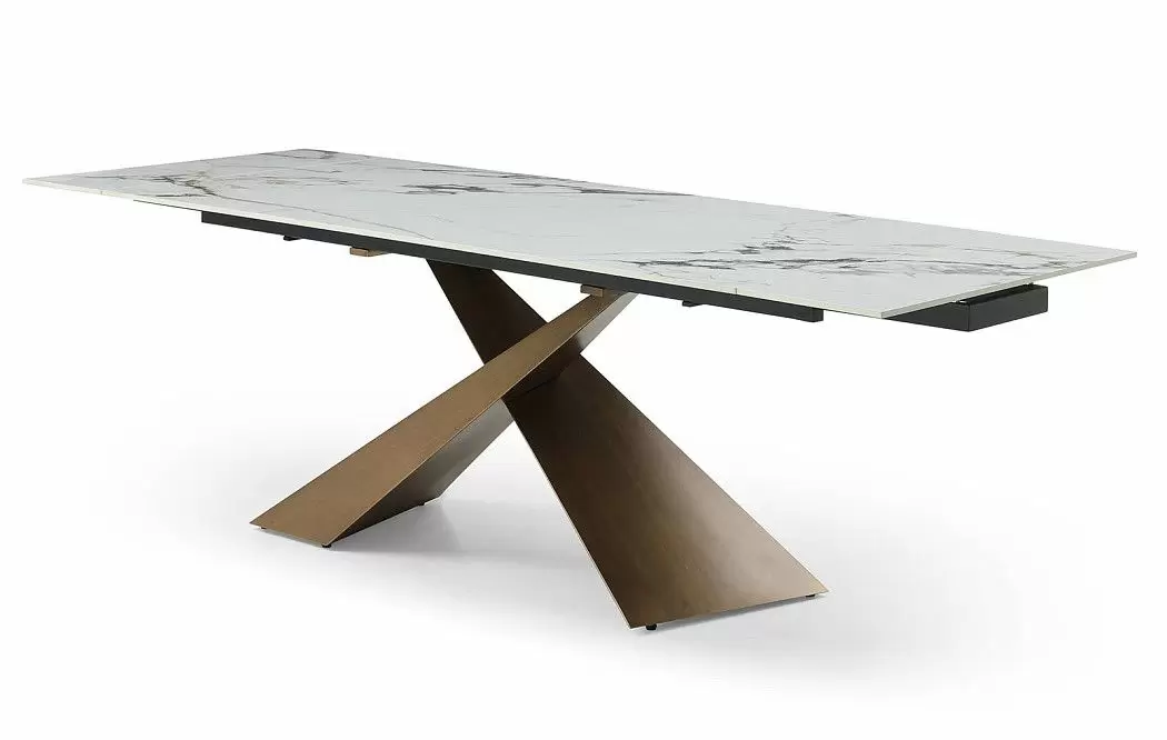Стол раскладной Savoy Bronze 180-240, белая керамика/бронза
