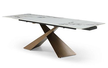 Стол раскладной Savoy Bronze 180-240, белая керамика/бронза