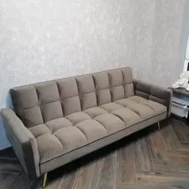 Диван-кровать Madrid, желтый/золотые ножки