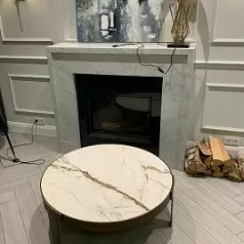 Стол журнальный Corfu (60), белая керамика/бронза