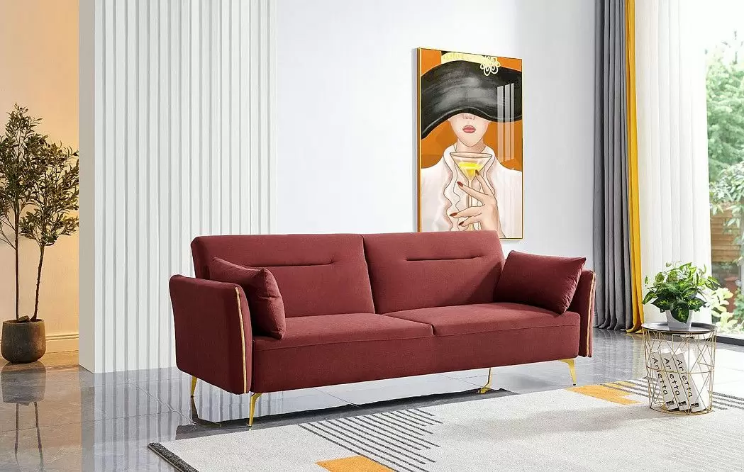 Диван-кровать Liverpool, бордовый/золото