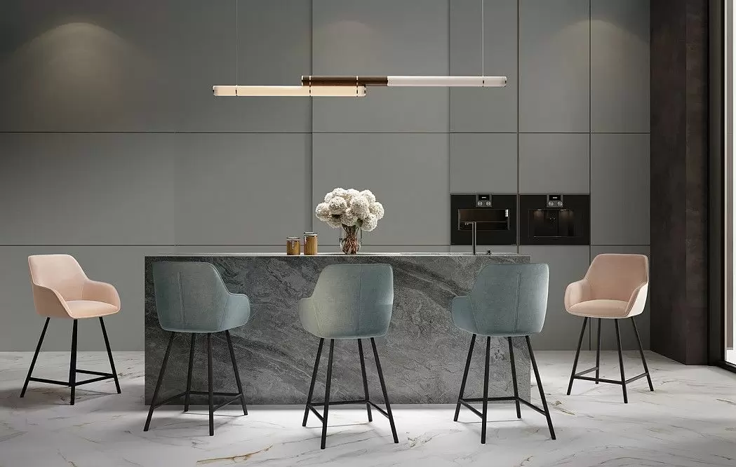 Стул полубарный Edwin, голубой пепел/черный - фото 2