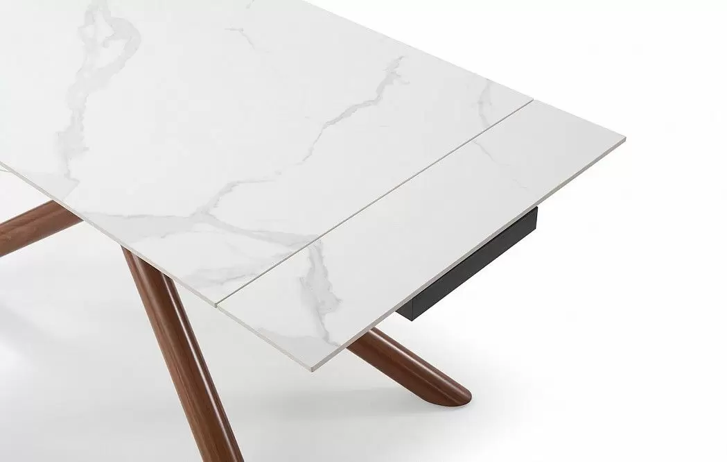 Стол раскладной Ravenna 140-180, белая керамика/орех - фото 9