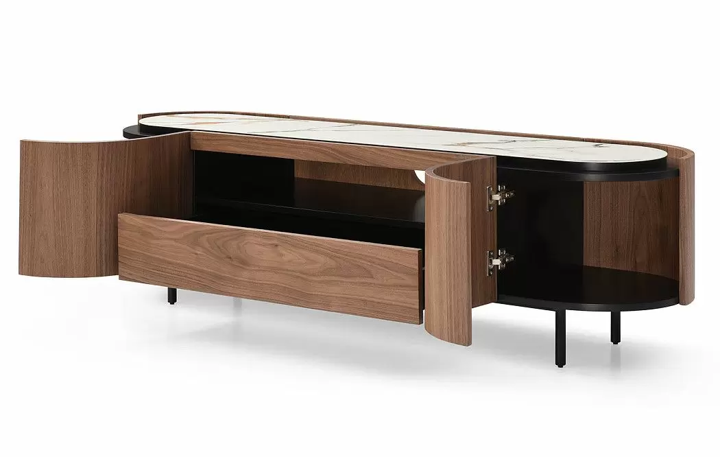 ТВ Тумба Angelica, белая керамика/орех - фото 7