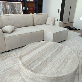 Диван-кровать Gustav угловой (левый), бежевый