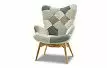 Кресло и оттоманка Contour, светлый пэчворк/ясень