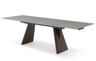 Стол раскладной Bremen 160-240, серая керамика/орех