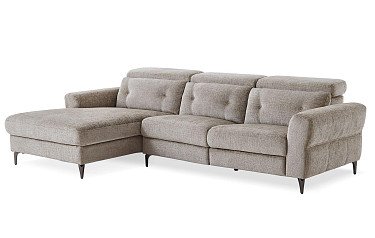 Диван-реклайнер Adeline угловой (левый), серо-бежевый