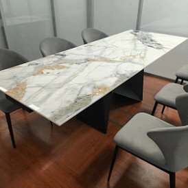 Стол раскладной Portofino Black 180-260, светлая керамика/черный