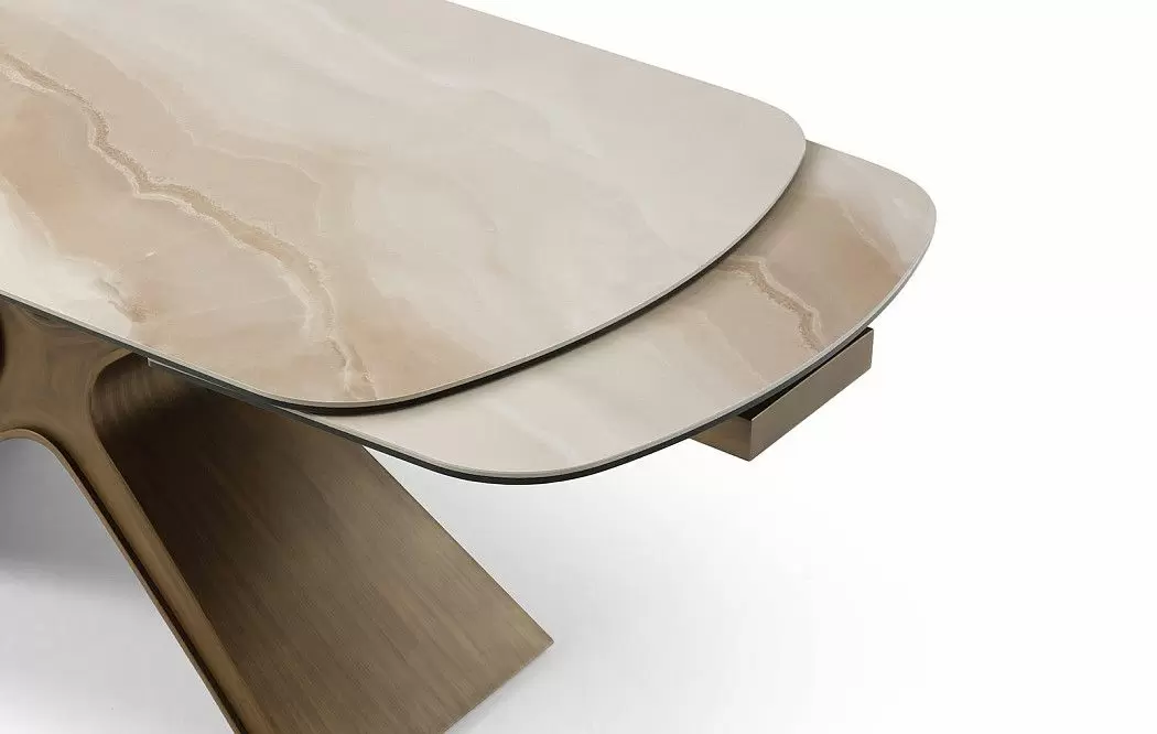 Стол раскладной Charlotta 180-260, бежевая керамика/бронза - фото 12