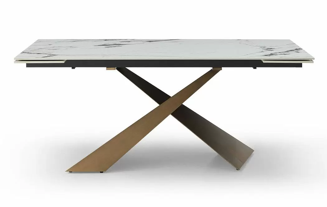 Стол раскладной Savoy Bronze 160-220, белая керамика/бронза - фото 6