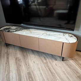 Стол журнальный Scarlett, светлая керамика/коричневый