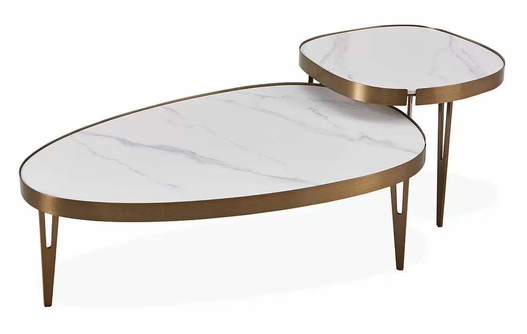 Стол журнальный Zelda (55), белый камень/бронза - фото 6