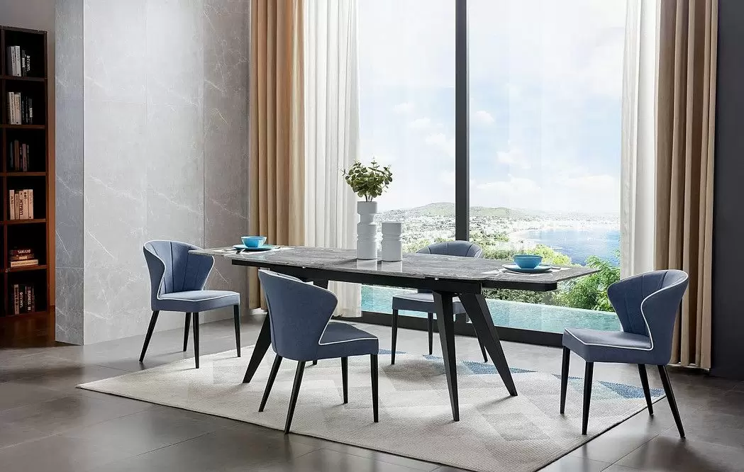 Стол раскладной Ramses 160-230, серый мрамор/черный - фото 4