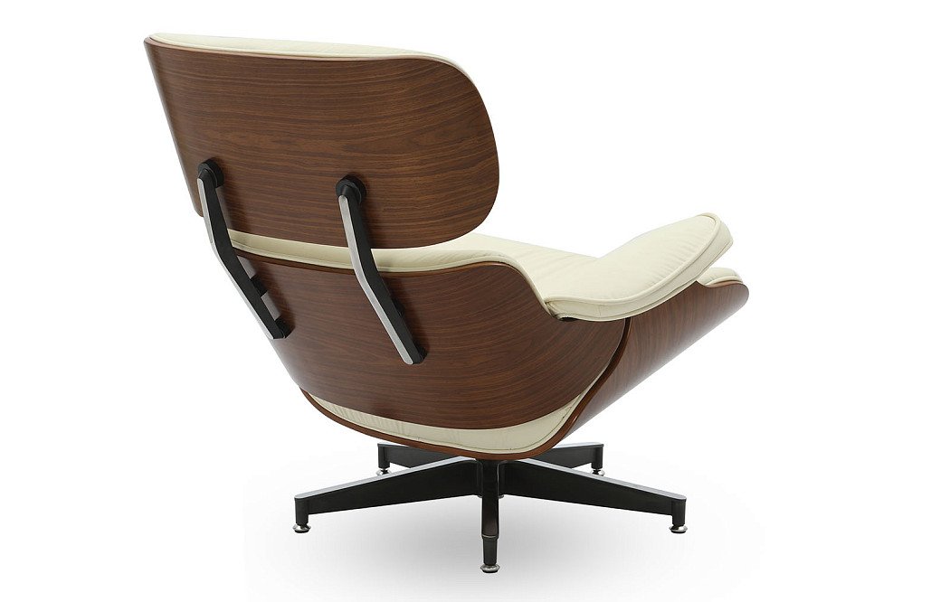 Комплект кресло и оттоманка Eames Lounge, кремовый/орех - фото 9