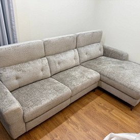 Диван-реклайнер Adeline угловой (левый), серо-коричневый