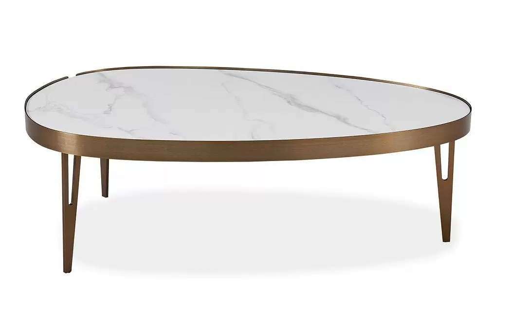 Стол журнальный Zelda (110), белый камень/бронза - фото 4