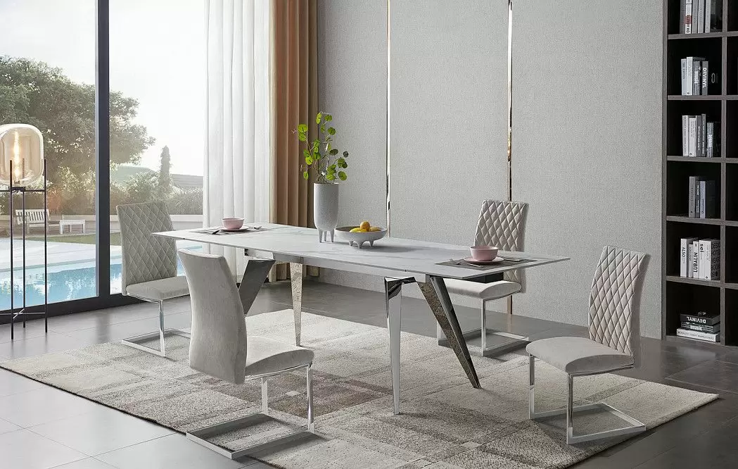 Стол раскладной Ramses 160-230, белый мрамор/хром - фото 14