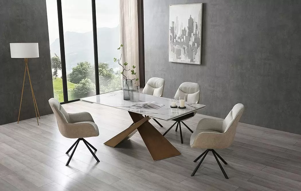 Стол раскладной Savoy Bronze 180-240, белая керамика/бронза - фото 3