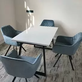 Стол раскладной Dakota 120-160, белый/черный