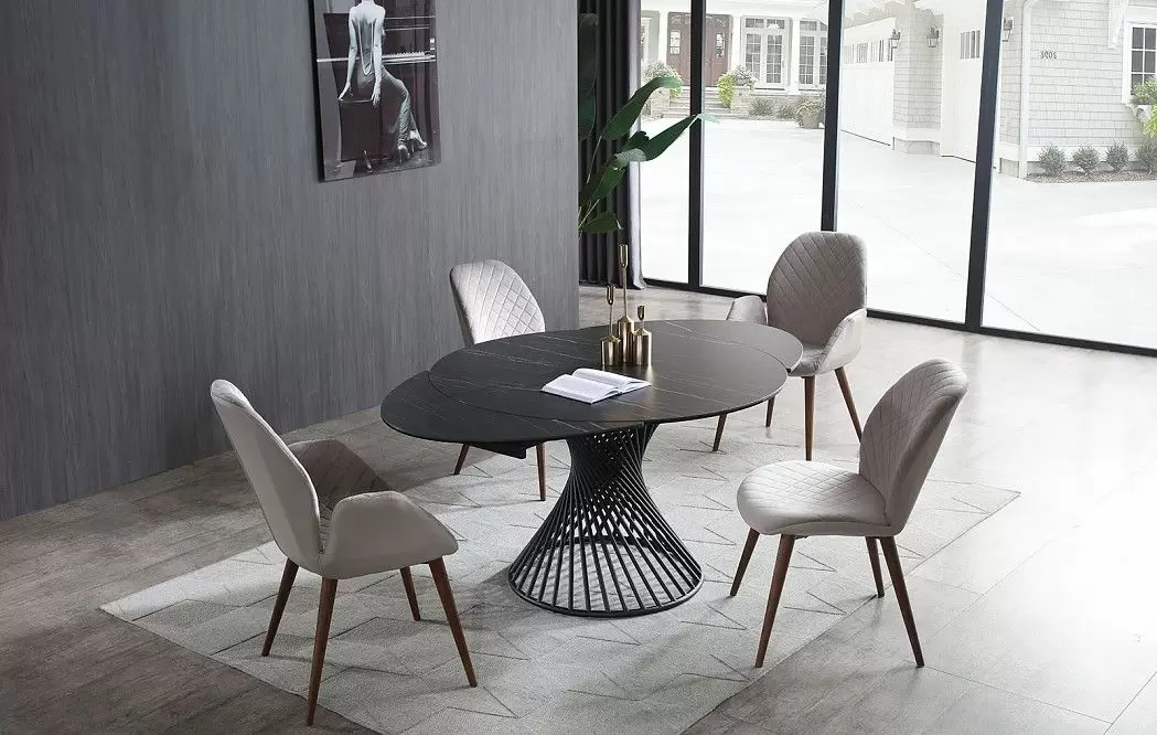 Стол раскладной Tornado 120-180, темная керамика/черный - фото 2