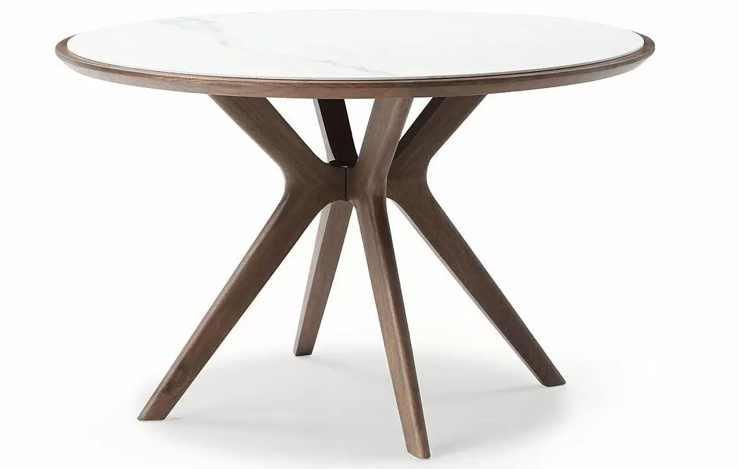 Стол Tango 120, светлая керамика/орех