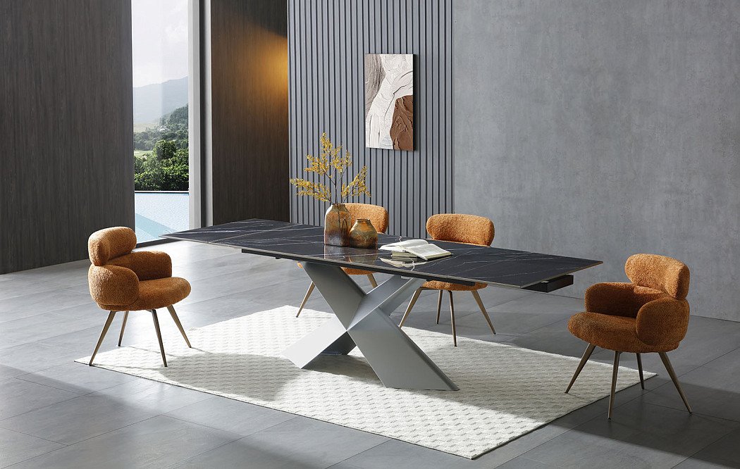 Стол раскладной Armanda 160-240, черная керамика/серебро - фото 4