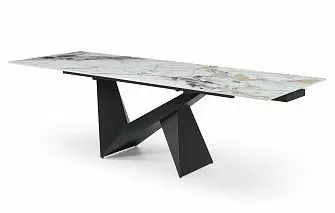 Стол раскладной Portofino Black 160-240, светлая керамика/черный