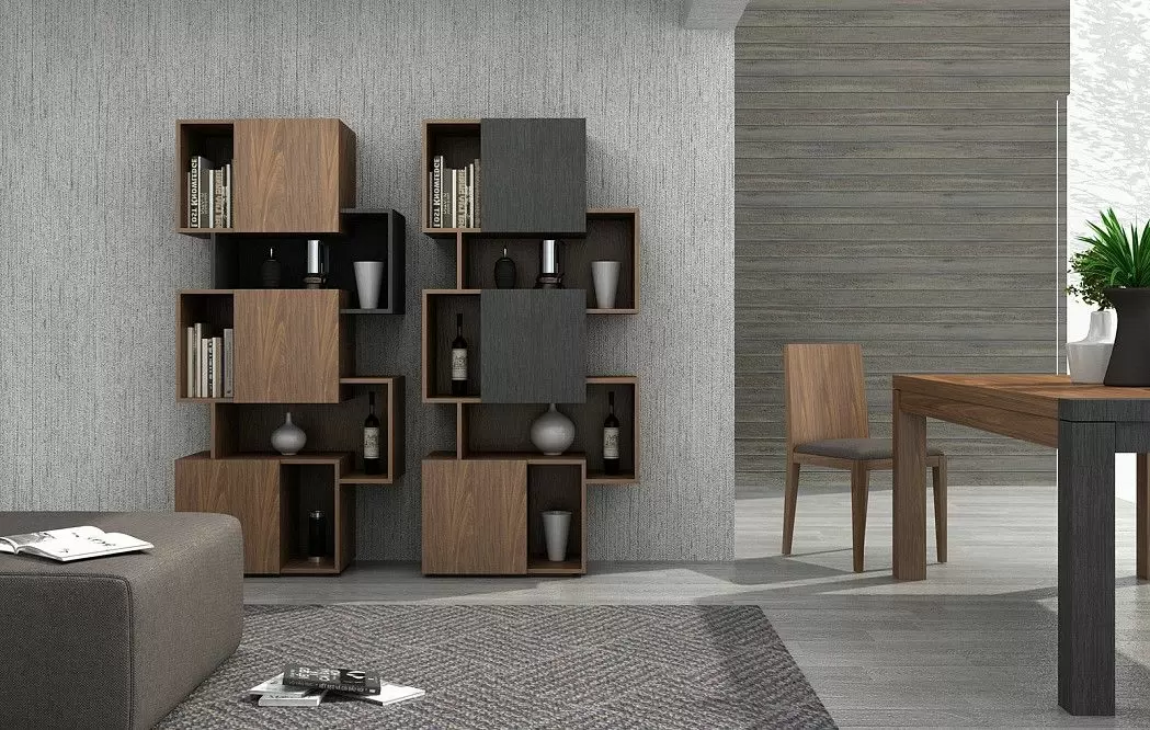 Стеллаж Palo Walnut, орех/серая полка - фото 12