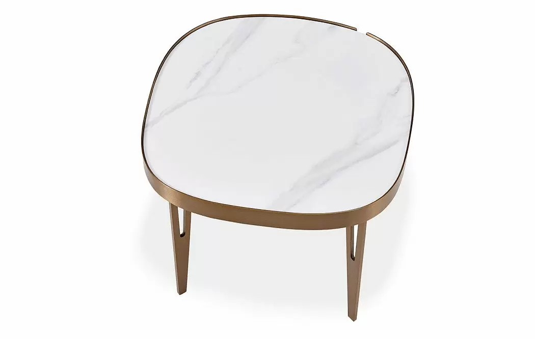 Стол журнальный Zelda (55), белый камень/бронза - фото 3