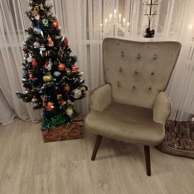 Оттоманка Hygge, слоновая кость/золото