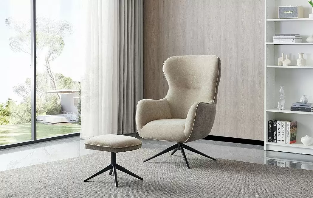 Кресло и оттоманка Lucille, бежевый - фото 3