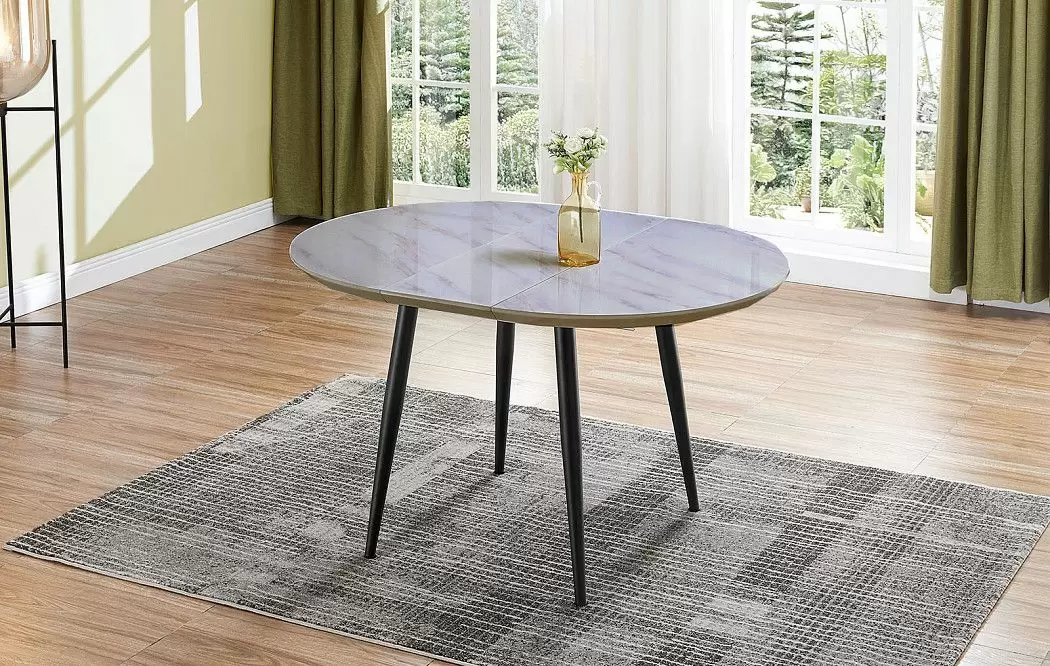 Стол раскладной Leticia 100-130, мраморный рисунок/черный - фото 6