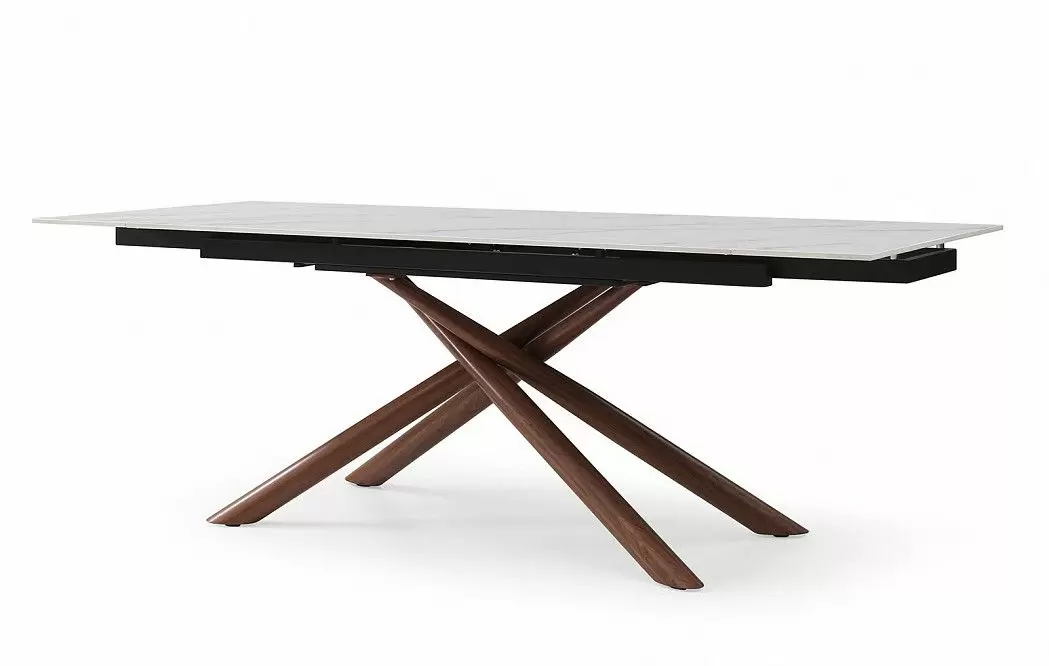 Стол раскладной Ravenna 160-220, белая керамика/орех