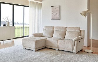 Диван-реклайнер Jonathan угловой (левый), бежевый